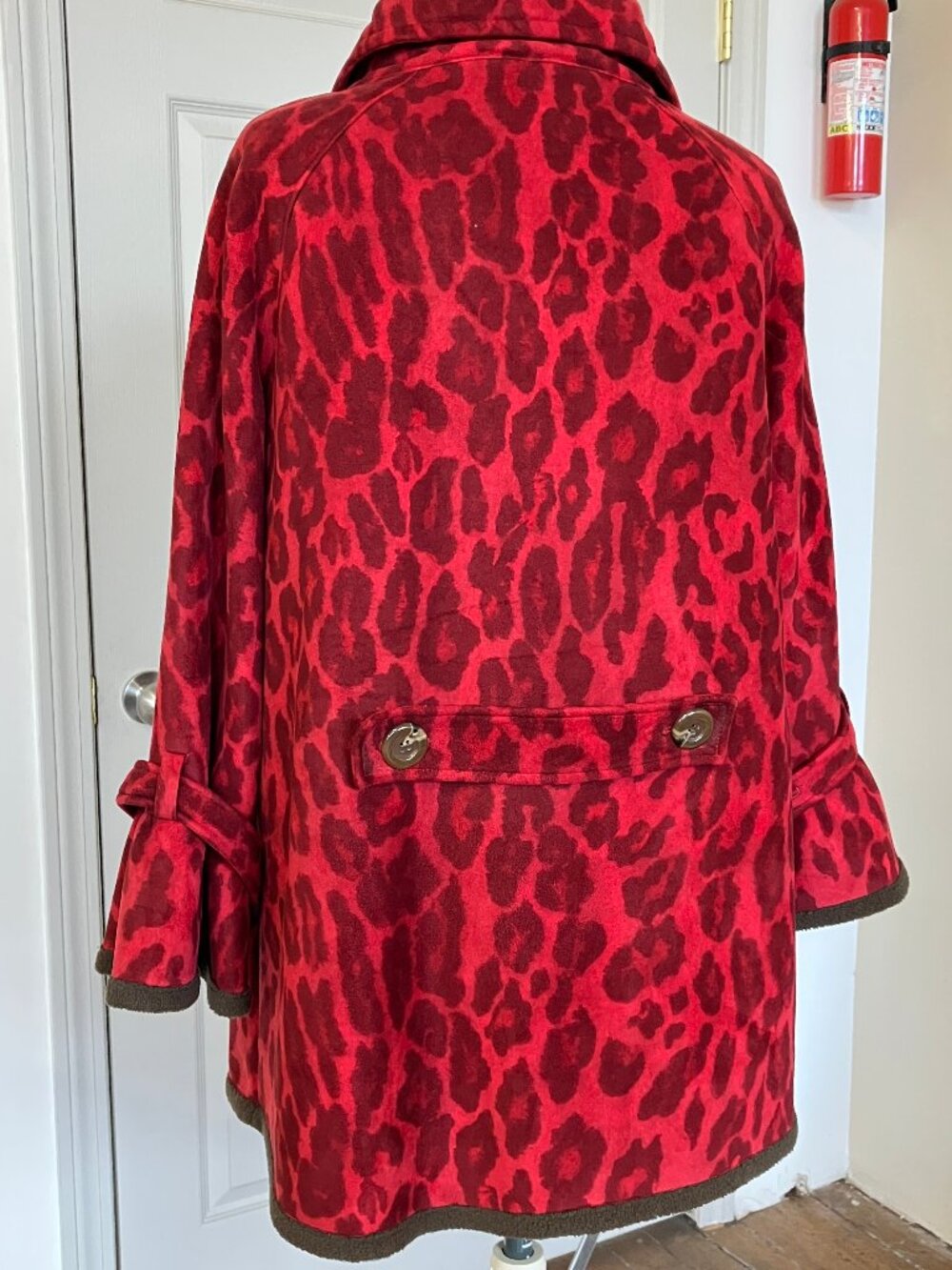 Red and Brown Fleece Swing Coat - Very Good Condition Sz L - Picture 2 of 10